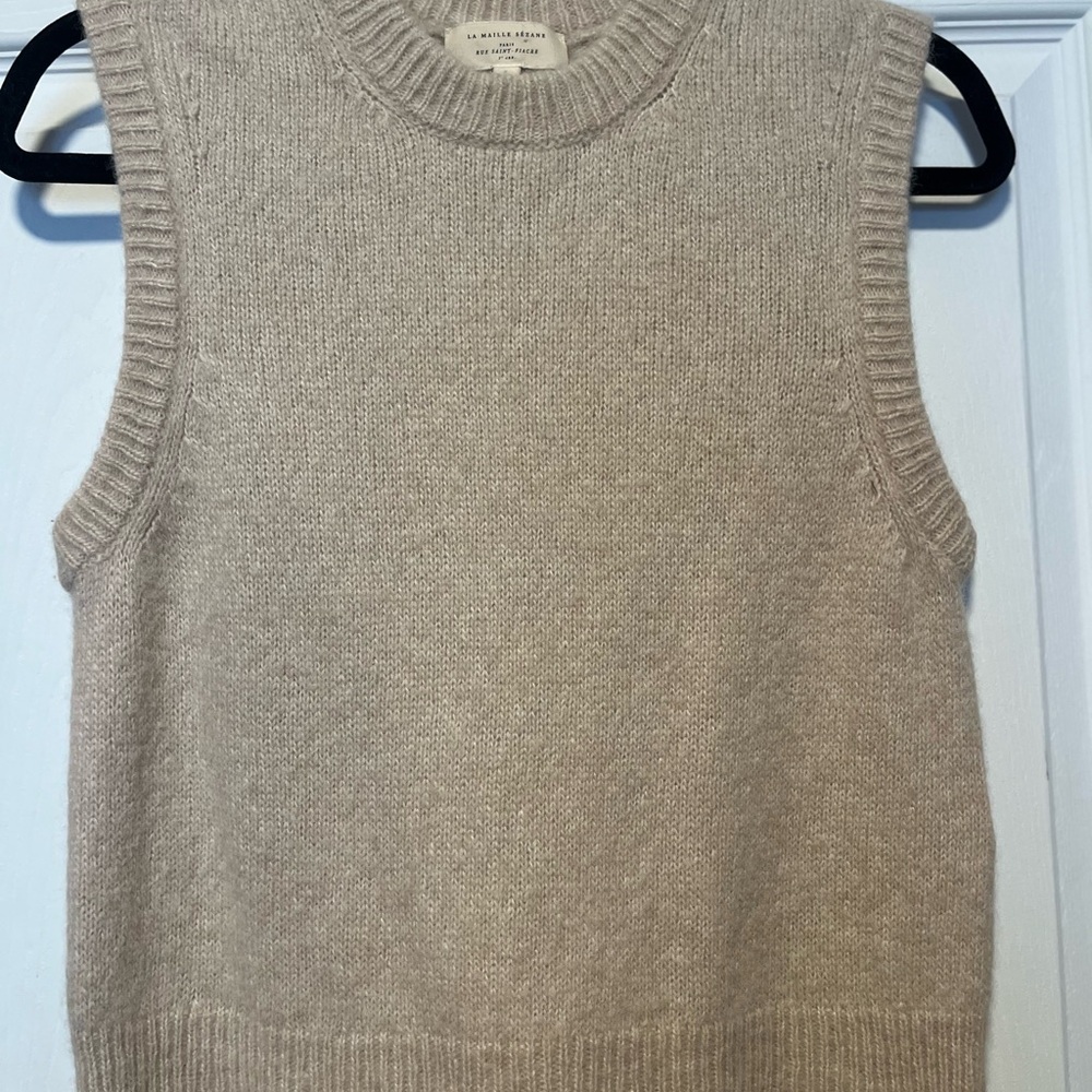 Sezane Cream Sleeveless Sweater Vest
